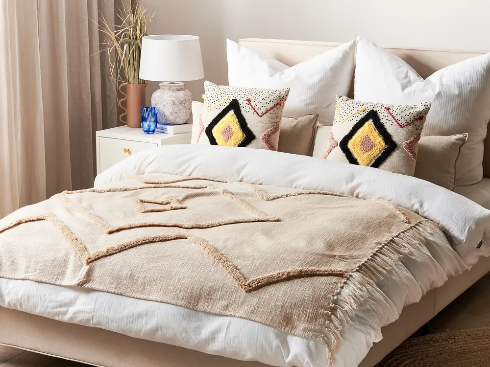 Kuscheldecke JAUNPUR Baumwolle 130 x 180 cm Beige