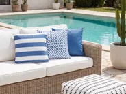 Gartenkissen 3er Set DEUTZIA Geometrisches Muster 45 x 45 cm Hellblau_1135506