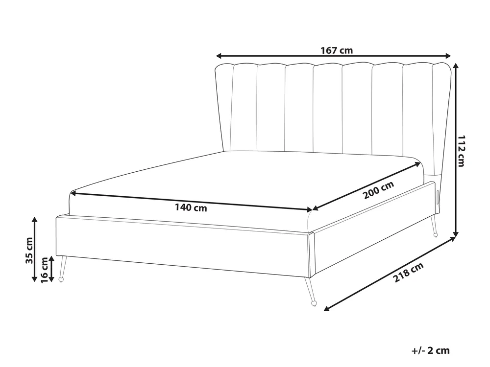 Bett mit Lattenrost Samtstoff MIRIBEL 140 x 200 cm Beige_870622