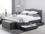 Bed with Storage Drawers MONTPELLIER Fabric Dark Grey 180 x 200 cm (EU Super King)_714428