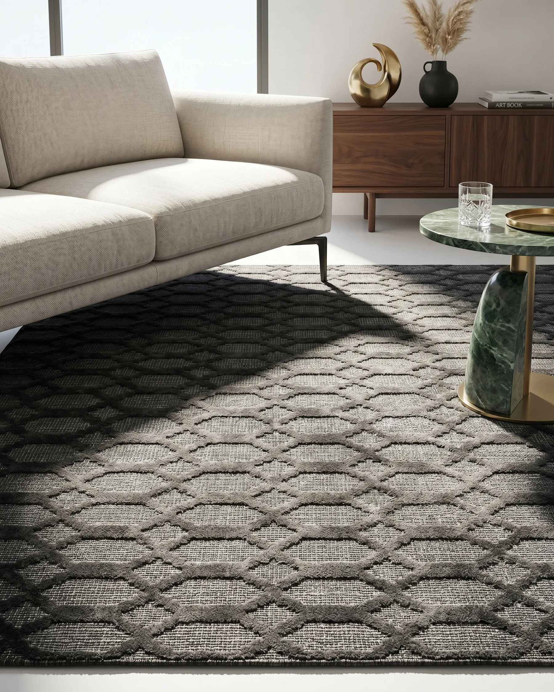 Rug CIZRE Dark Grey 140 x 200 cm Viscose_750474