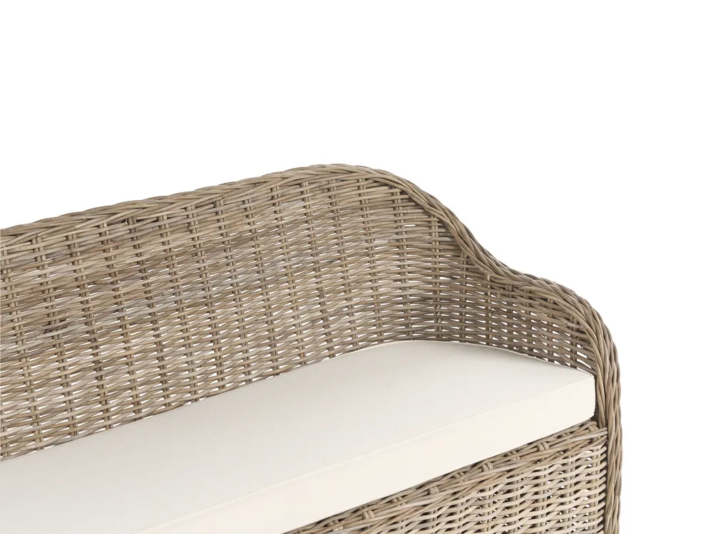 Gartenbank mit Auflage SUSUA 150 cm Rattan Naturfarben_957506