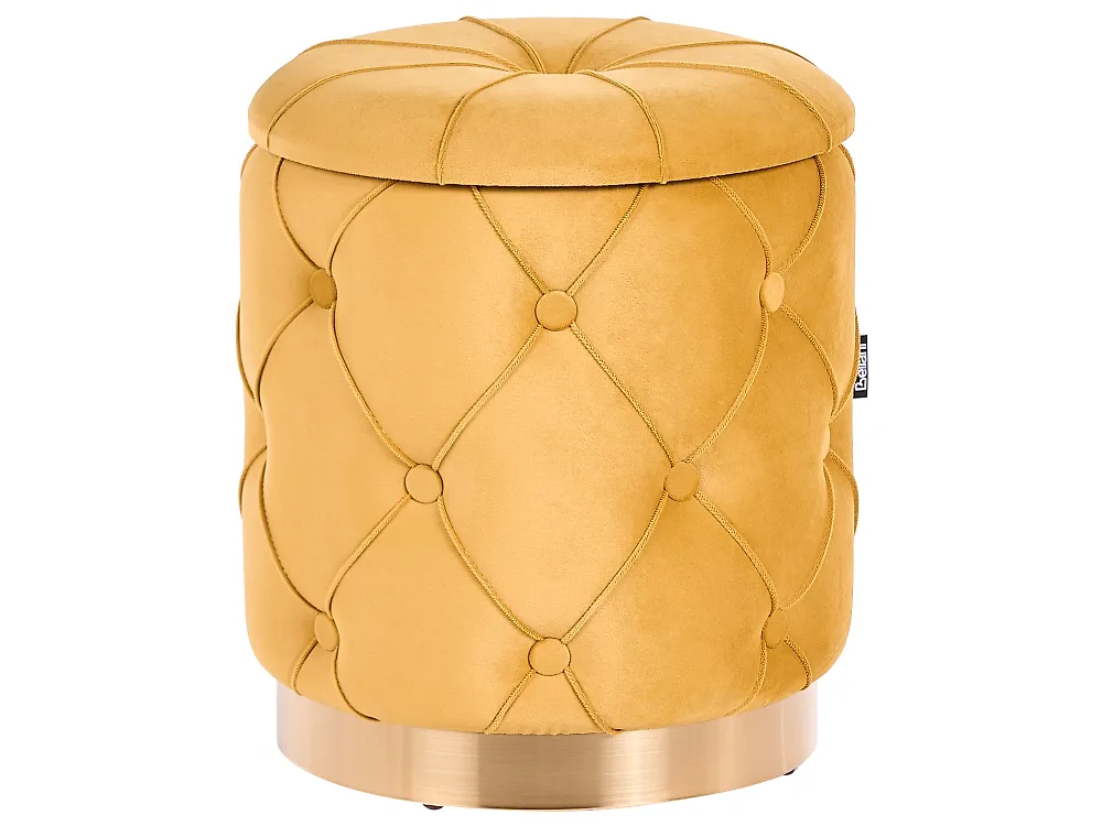Set of 2 Storage Pouffes PUEBLO Velvet Mustard_1185951