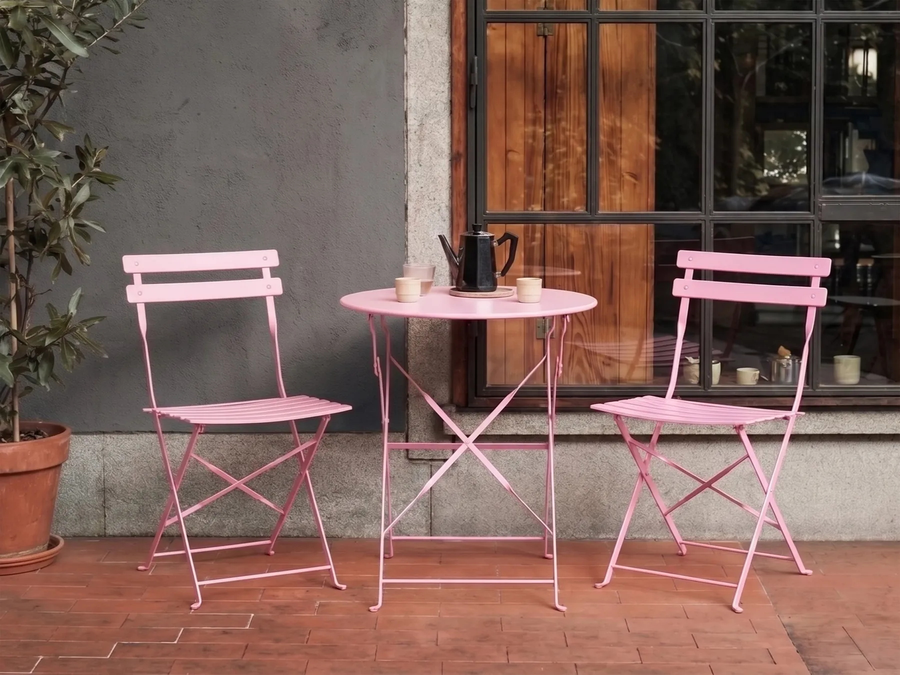 Bistro Set klappbar FIORI Metall Rosa_1093606