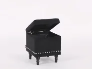 Storage Pouffe LORETTO Velvet Black_1186077