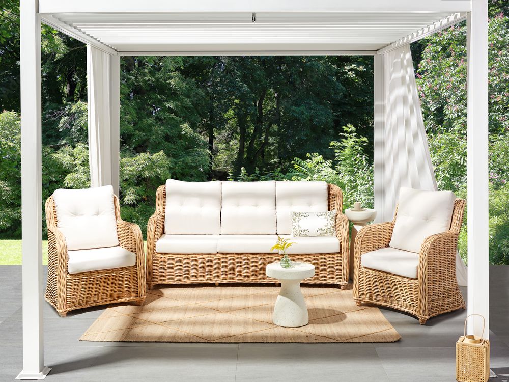 Gartensofa Set 5-Sitzer ALESSANO Rattan Naturfarben