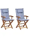 Set mit 2 Stühlen und Sitzkissen MAUI II Akazienholz Blau