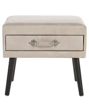 1 Drawer Bedside Table EUROSTAR Faux Leather Beige_719749