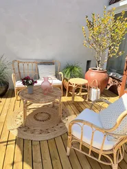 Lounge Set mit Tisch 4-Sitzer BRINDISI Rattan Naturfarben_824390