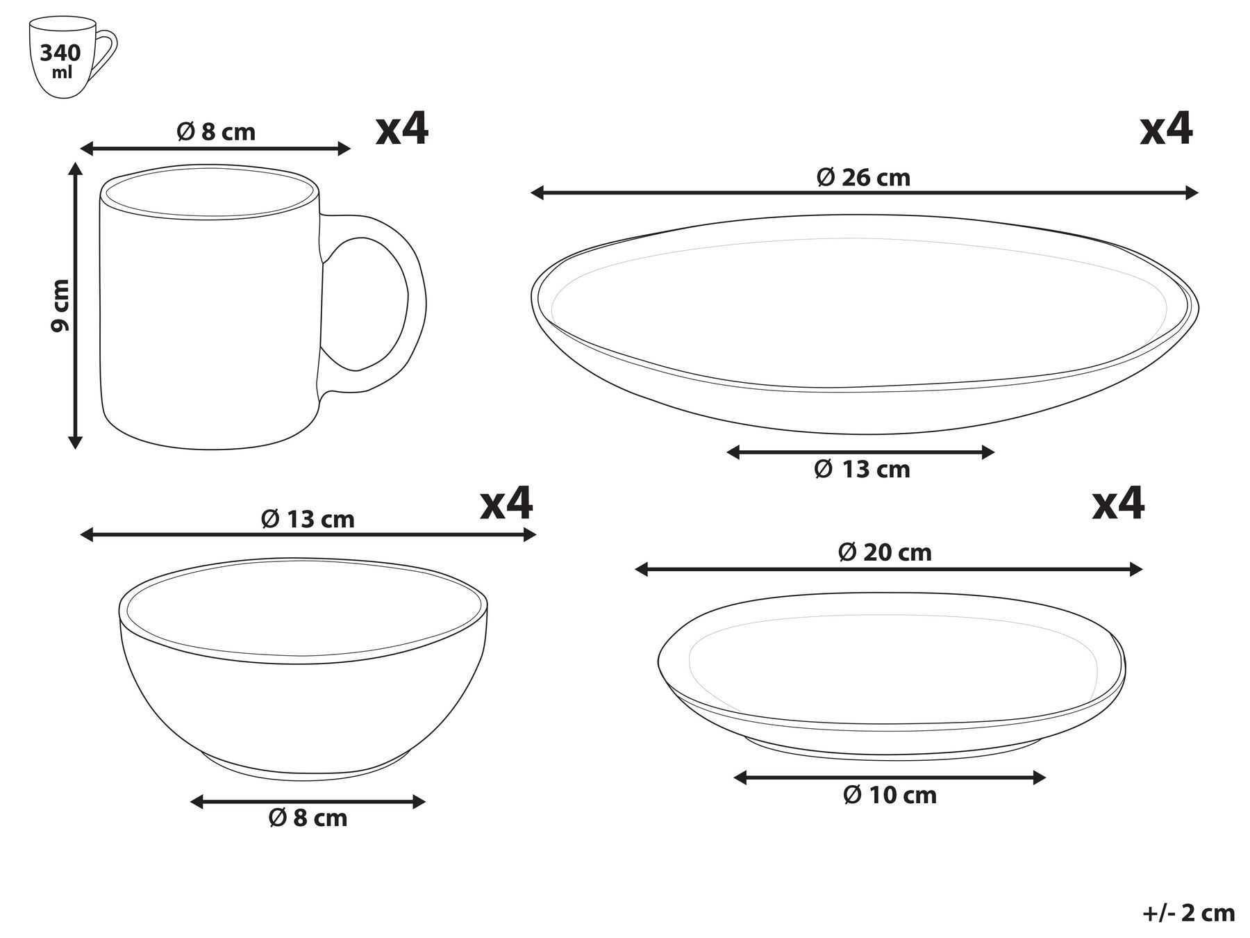 Set of 16 Dinnerware TURMERIC Stoneware Golden Brown_863176