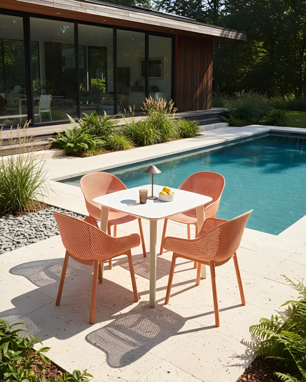 Gartenstuhl 4er Set TIGGIANO Korallenrot