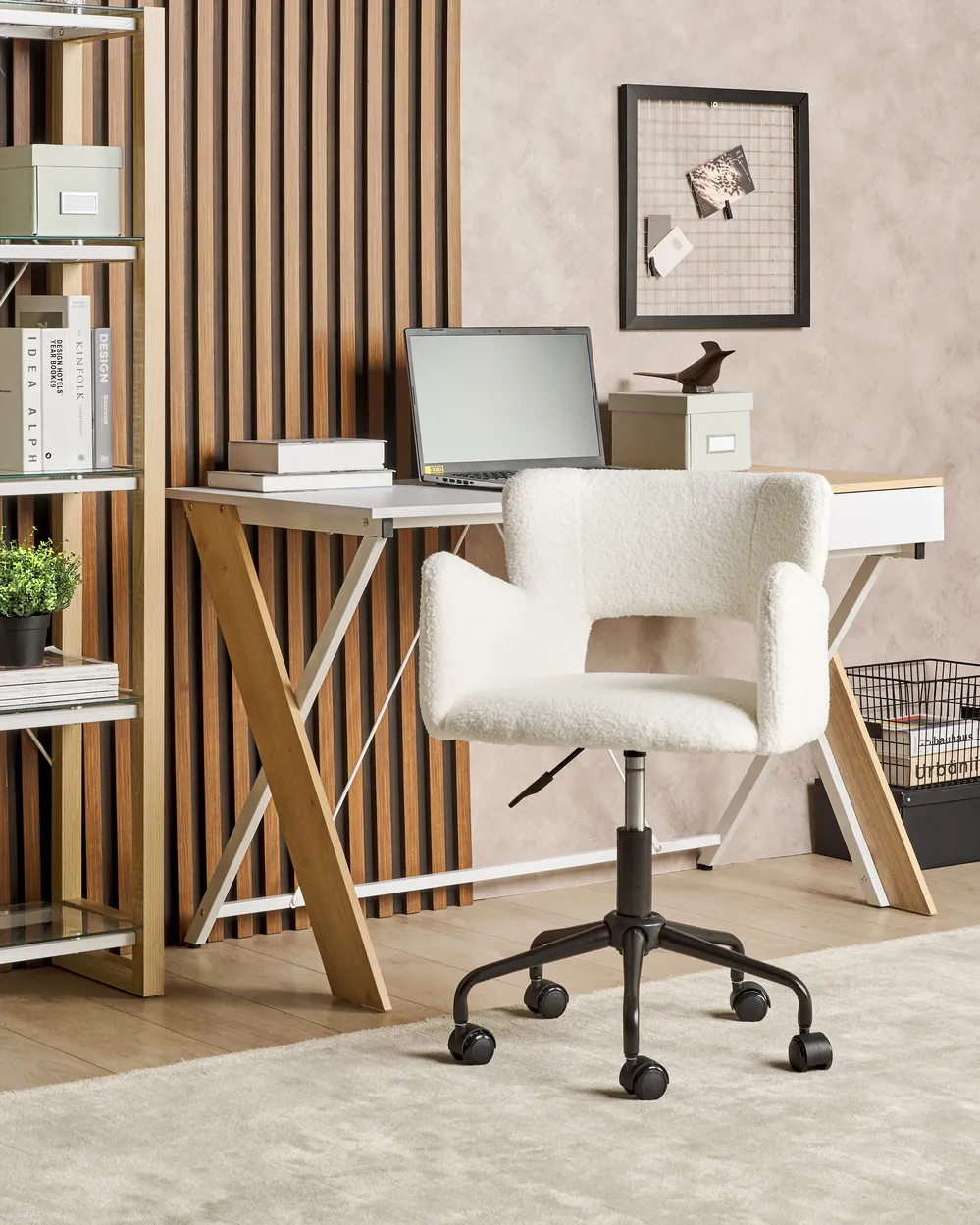 Desk Chair SANILAC II Boucle Off-White