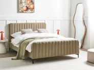 Bett mit Lattenrost Bouclé LUNAN 140 x 200 cm Taupe_960869