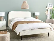 Bett mit Lattenrost Cord FLAYAT 140 x 200 cm Cremeweiß_967641