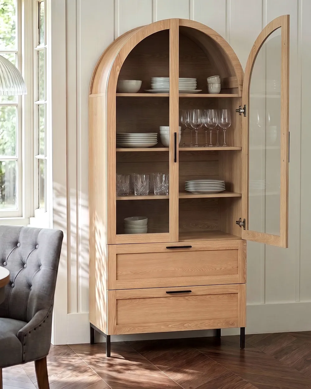 Vitrine mit Glastüren LACHINE 80 cm Hellbraun_1124744