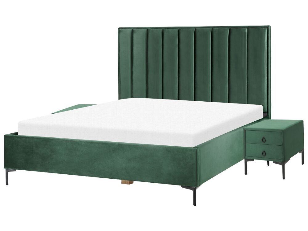 Bedroom Set SEZANNE Velvet Dark Green 180 x 200 cm (EU Super King)