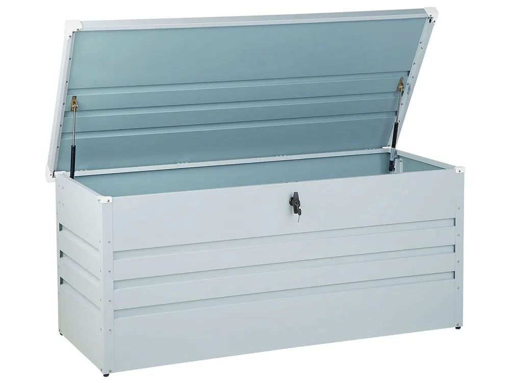 Aufbewahrungsbox CEBROSA 132 cm 62 cm Metall Hellgrau