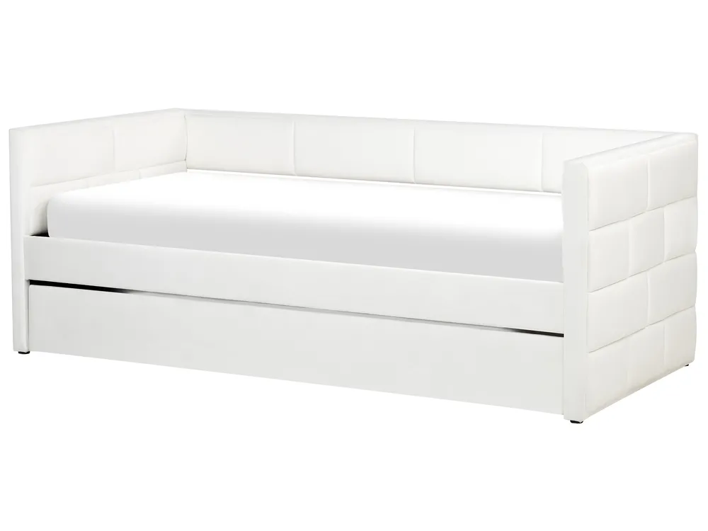 Ausziehbett Samtstoff CHAVONNE 90 x 200 cm Cremeweiß_969771