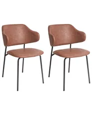 Set of 2 Dining Chairs KENAI Faux Leather Brown_939007