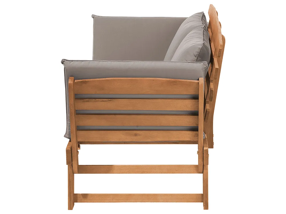 Garden Bench with Cushion PORTICI 210 cm Eucalyptus Wood Light Brown/ Taupe_735677