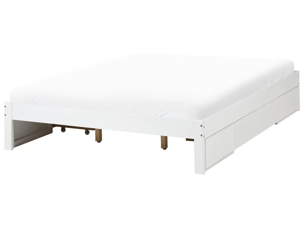 Bett mit Schubladen ohne Kopfteil GIAT Holz Weiß 180 x 200 cm_1023340