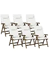 Set mit 6 Stühlen und Sitzkissen AMANTEA PREMIUM Akazienholz Cremeweiß