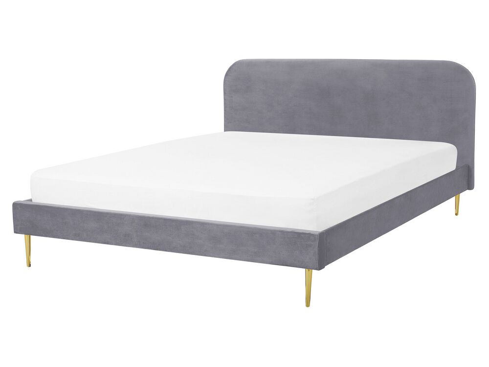 Lit avec sommier Velours FLAYAT 160 x 200 cm Gris