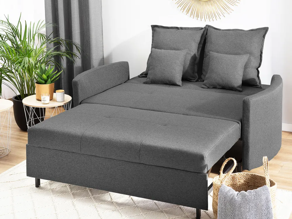 Sofa Bed 2 Seater HOVIN Fabric Grey_746298