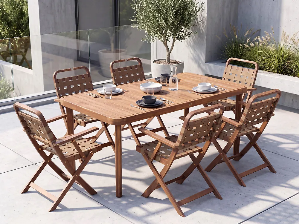 Garden Dining Table RONCELLO 180 cm 90 cm Acacia Wood Brown_1179193