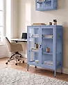 Vitrine mit Glastüren HARLYN  90 cm Metall Blau