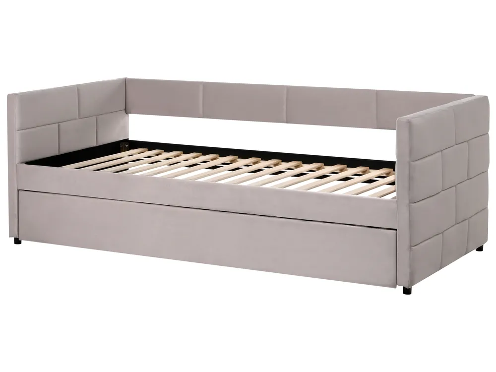 Ausziehbett Samtstoff CHAVONNE 90 x 200 cm Hellgrau_1069366