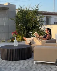 Gartensessel 2er Set ROVIGO Stoff Beige_1158716