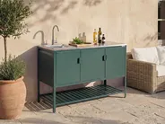 Outdoor-Küche 2er Set mit Spüle MAENZA Grün Metall_1045136
