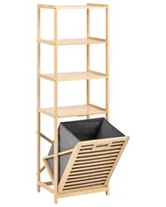 Tilt-Out Laundry Cabinet SAJAMA 40 cm with Shelves Bamboo Light Brown/ Grey_1136310