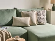Dekokissen 3er Set MYRISTICA 30 x 50 cm 45 x 45 cm Baumwolle Beige Blumenmuster_1040100