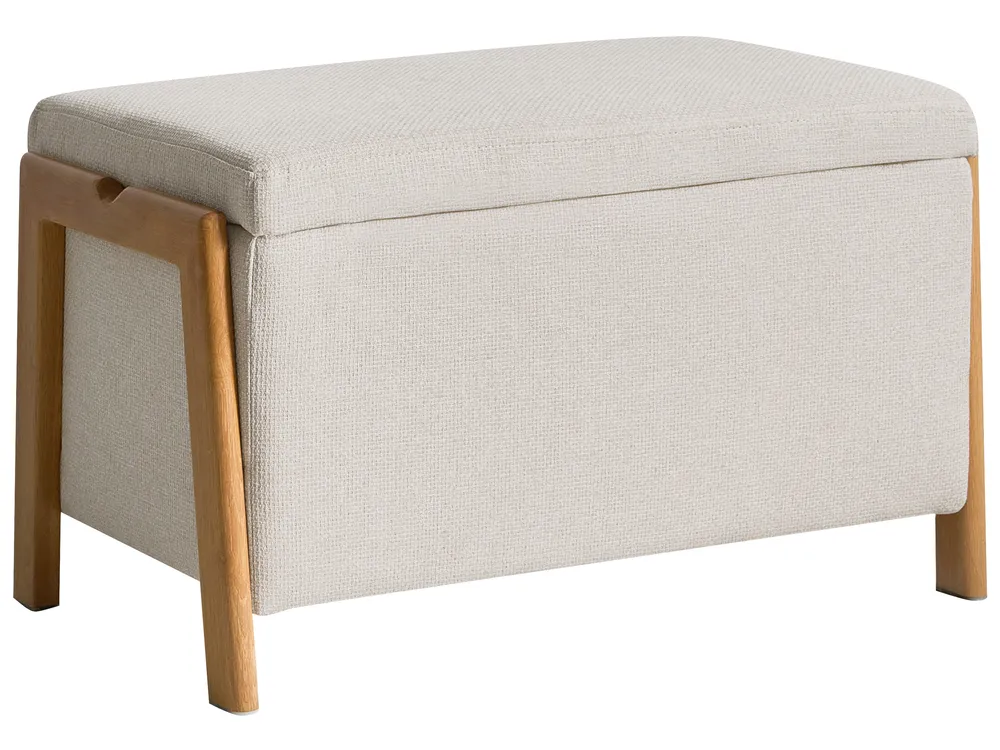 Polsterbank mit Stauraum EDLAND Stoff Hellbeige