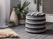 Pouf GUNTUR Wolle Schwarz / Weiß_1176406