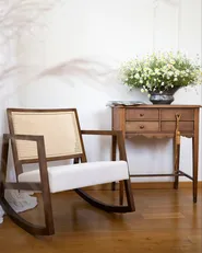 Schaukelsessel LEIDY Holz Braun / Hellbeige_1146775