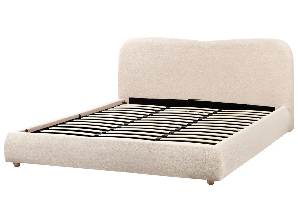 Bett mit Stauraum BLAGNAC Bouclé Hellbeige 180 x 200 cm_960653