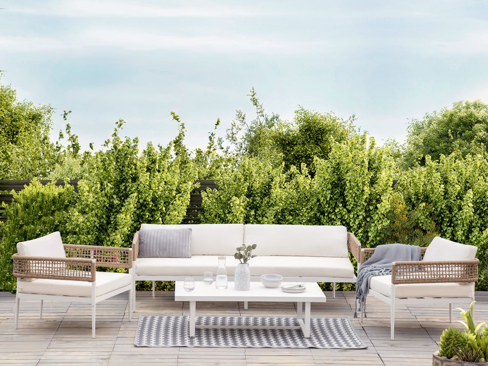 Garden Lounge Set with Table 5 Seater SERLA Metal White