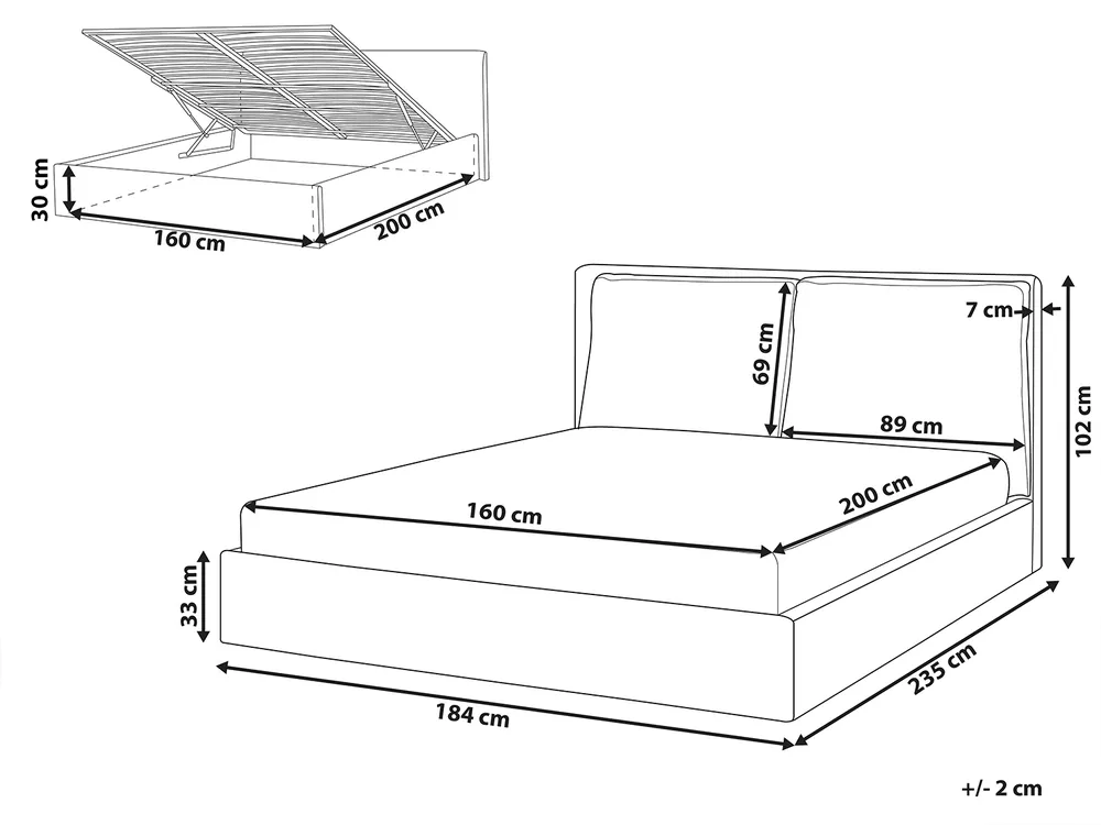 Bett mit Stauraum BAJONNA Samtstoff Mintgrün 160 x 200 cm_843030