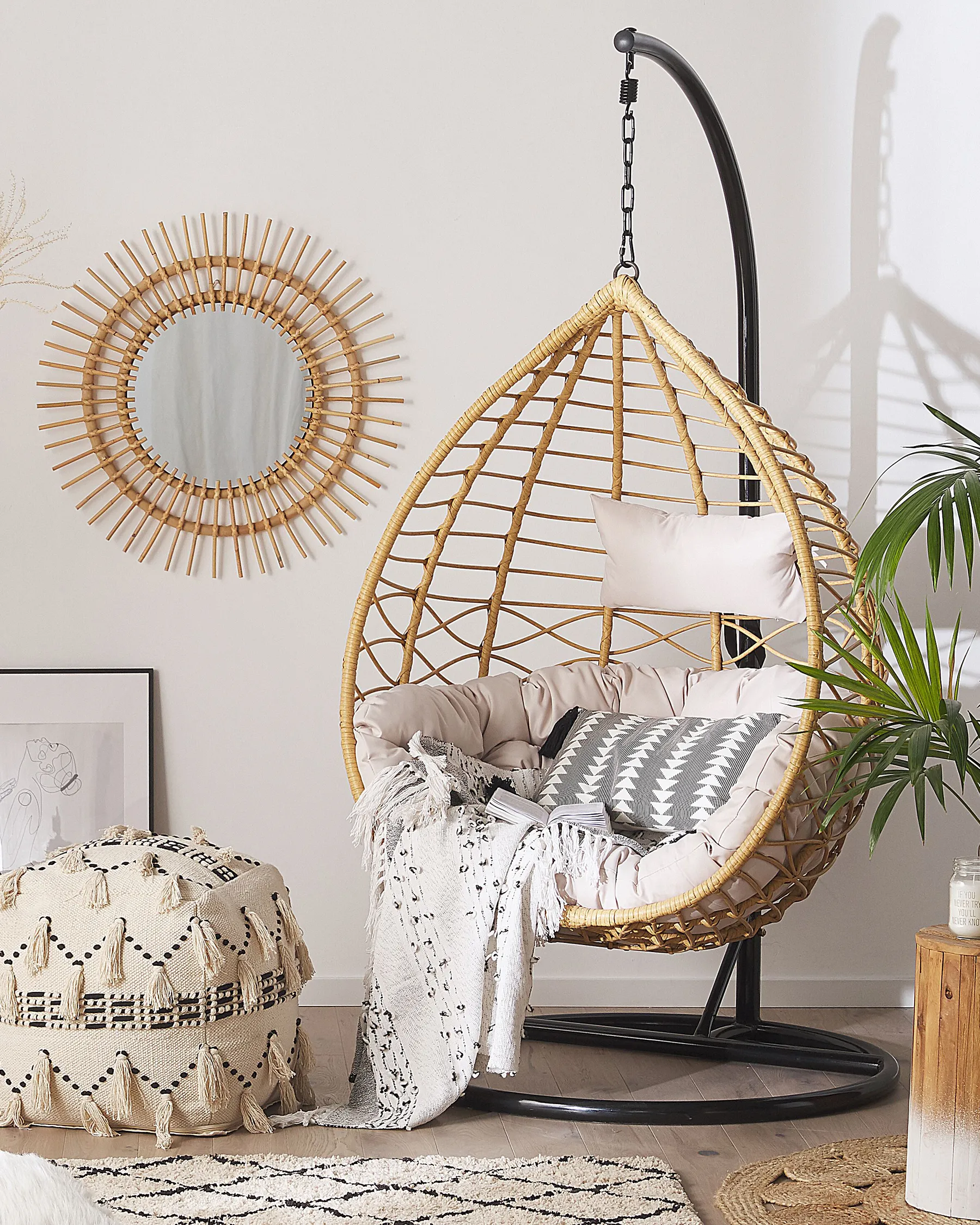 Hanging Chair with Stand ARSITA PE Rattan Natural_763907