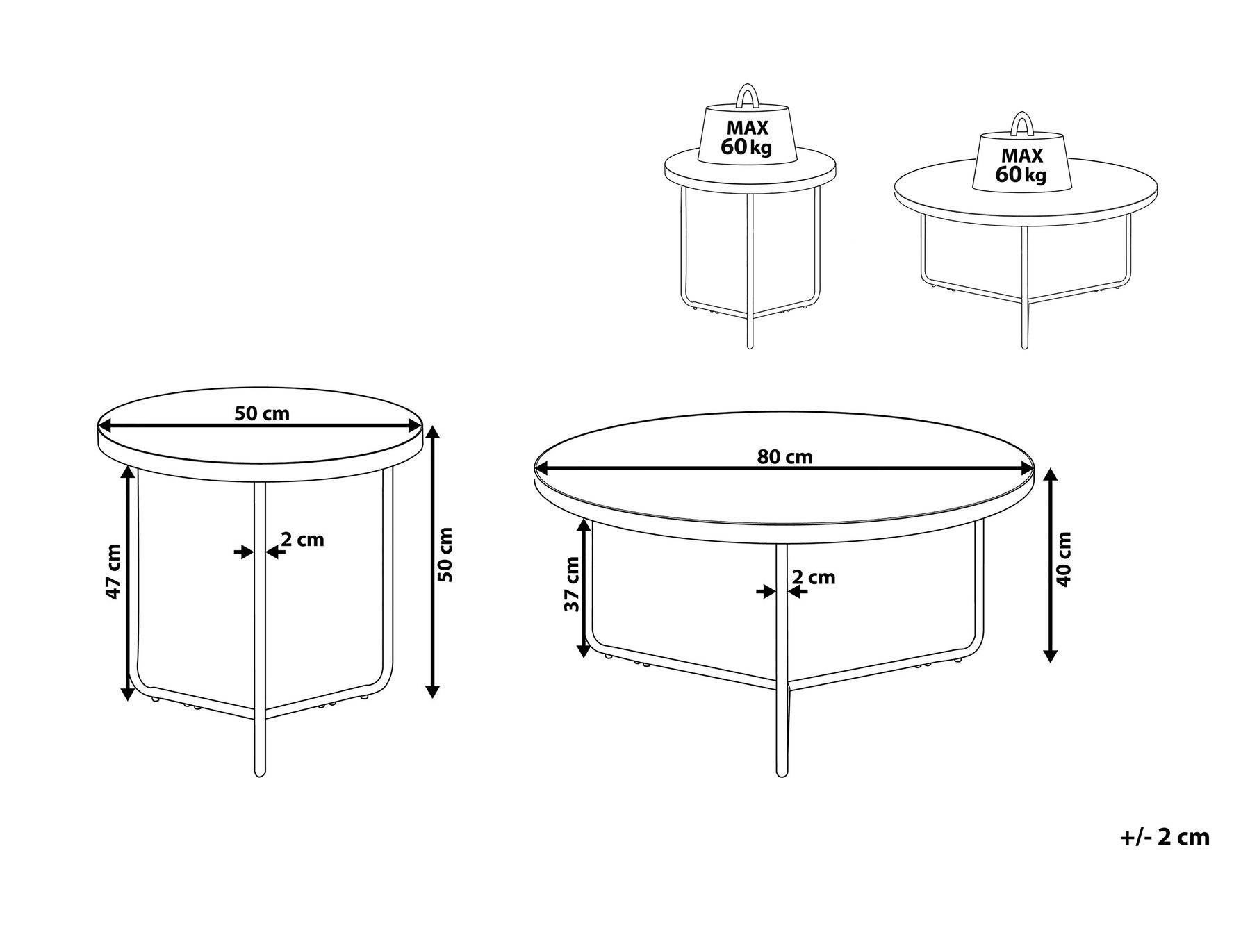 Couchtisch 2er Set MELODY Hellbraun_814977