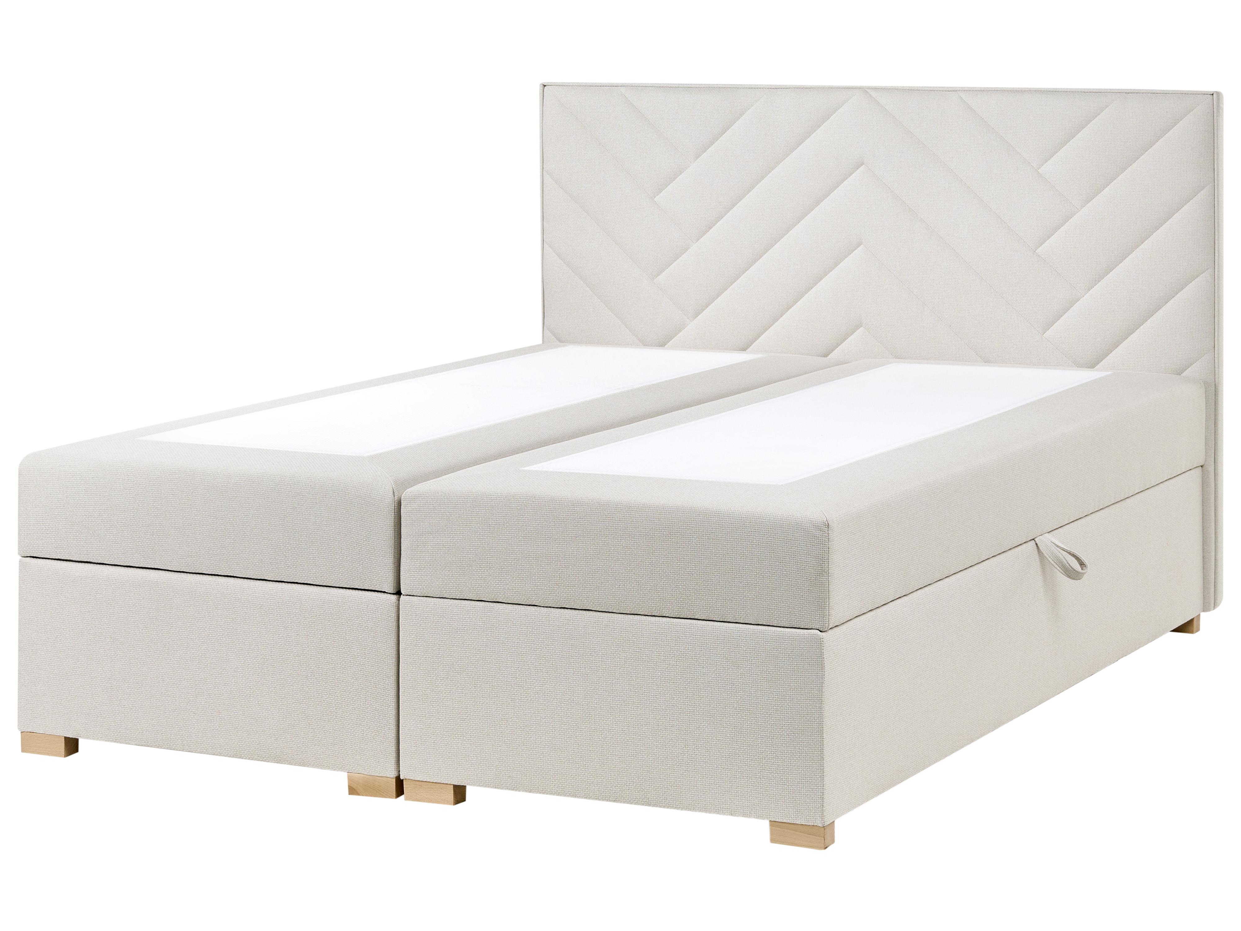 Kontinentalni krevet s prostorom za pohranu ESQUIRE Krem bijela 160 x 200 cm_1016113