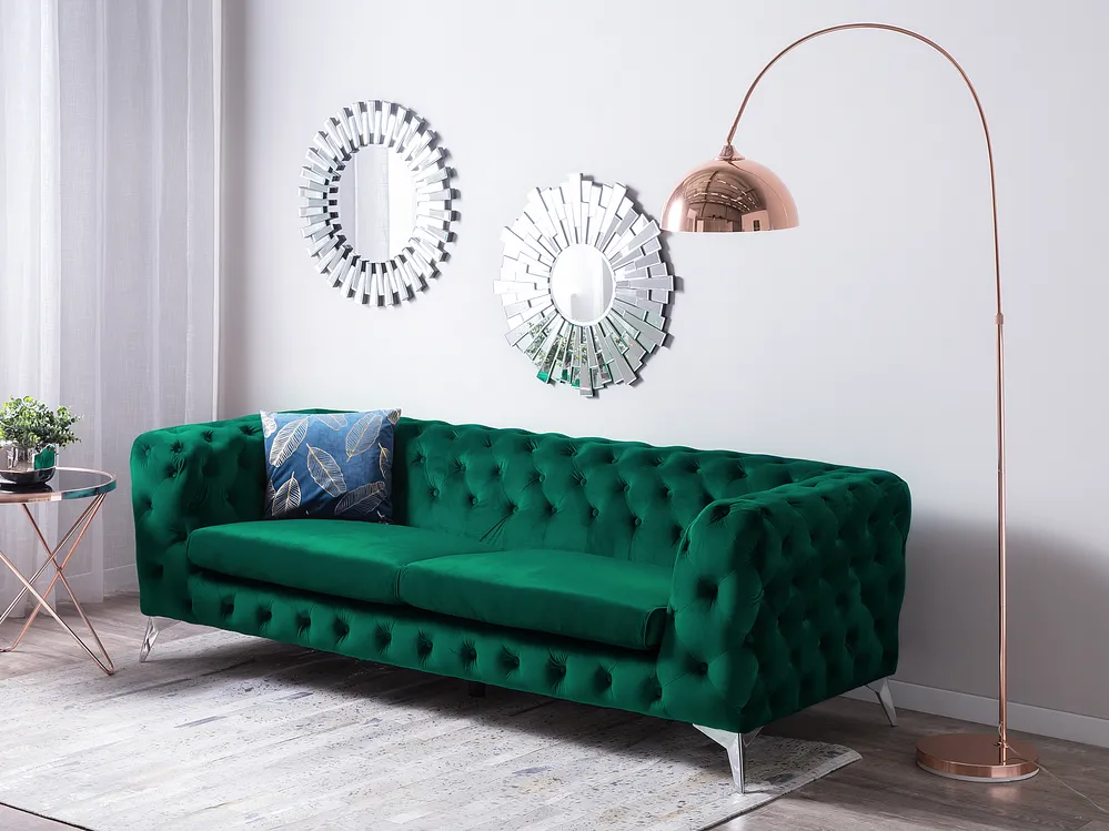 Sofa 3-Sitzer SOTRA Samtstoff Smaragdgrün
