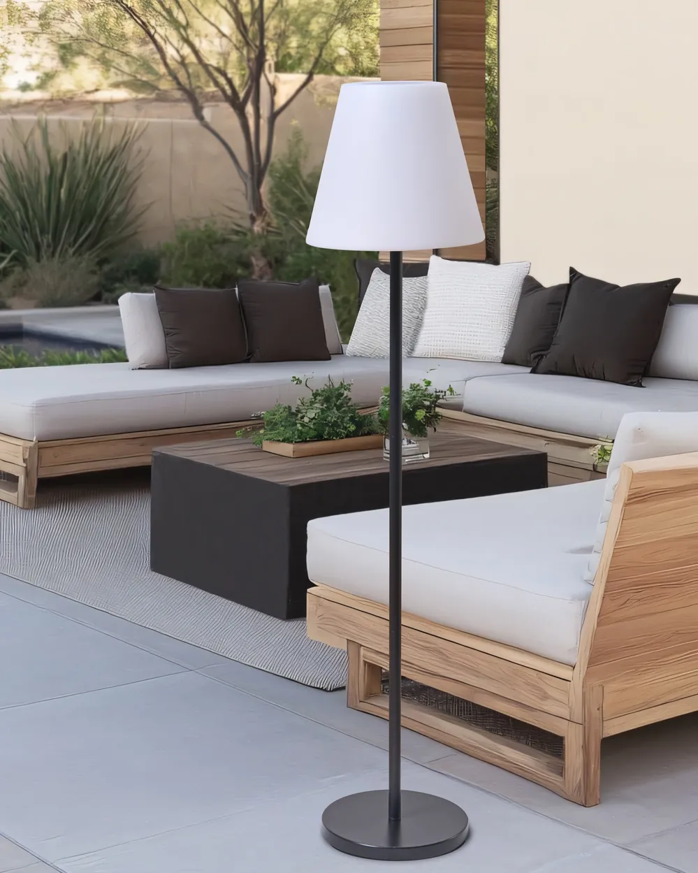 Solar Outdoor LED Floor Lamp FONESCA White