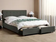 Bed with Storage Drawers LA ROCHELLE Fabric Dark Grey 160 x 200 cm (EU King Size)_904615