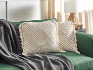 Set of 2 Decorative Cushions BESHAM 45 x 45 cm Cotton Light Beige Geometric Pattern_904588