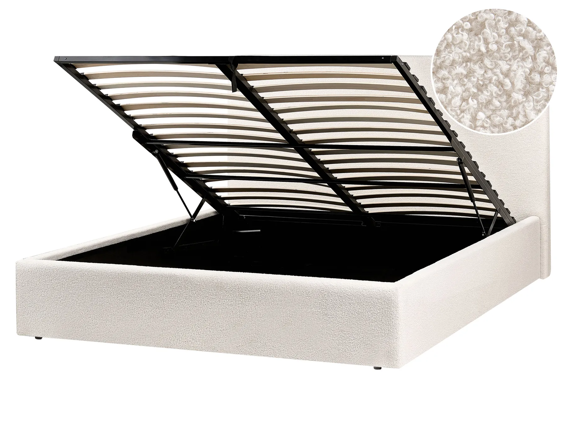 Ottoman Bed BRENON Boucle Off-White 160 x 200 cm (EU King Size)_979252