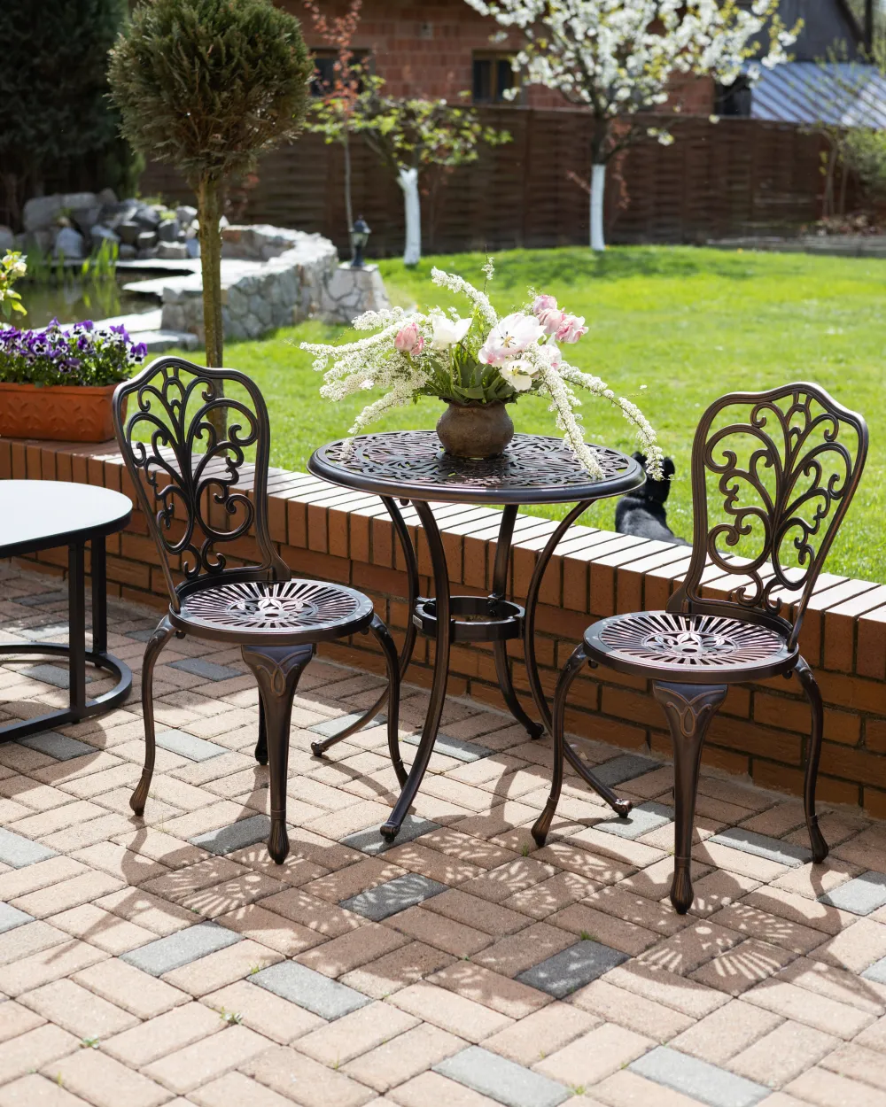 Gartenstuhl 2er Set TRIORA Metall Braun